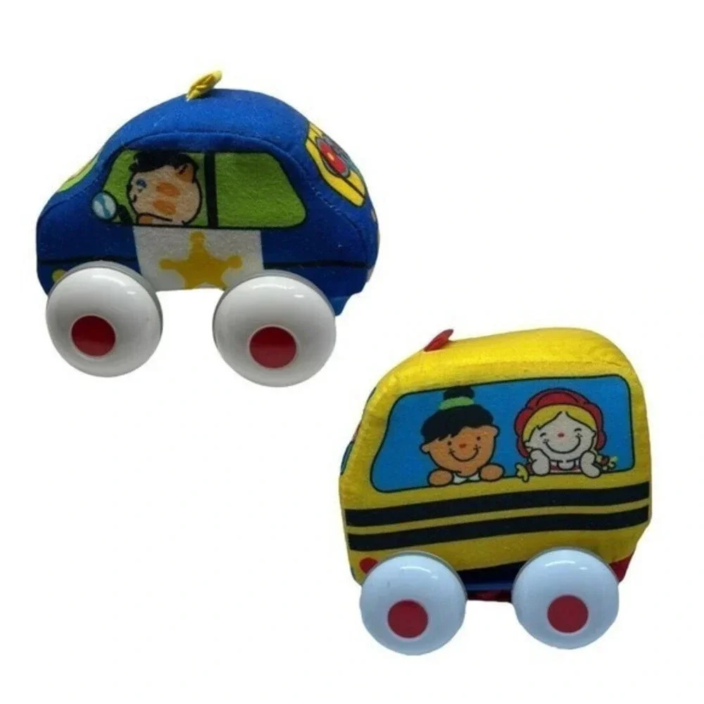 Melissa & Doug K's Kids Pull-Back Town Vehicles Soft Cloth Rolling Cars Cops Bus